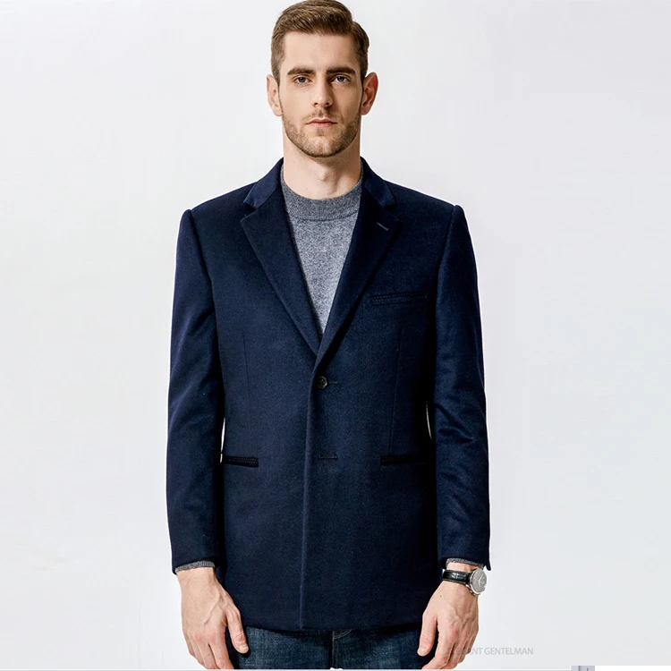 New design 60% wool blue suit pant men winter coats from garment factory