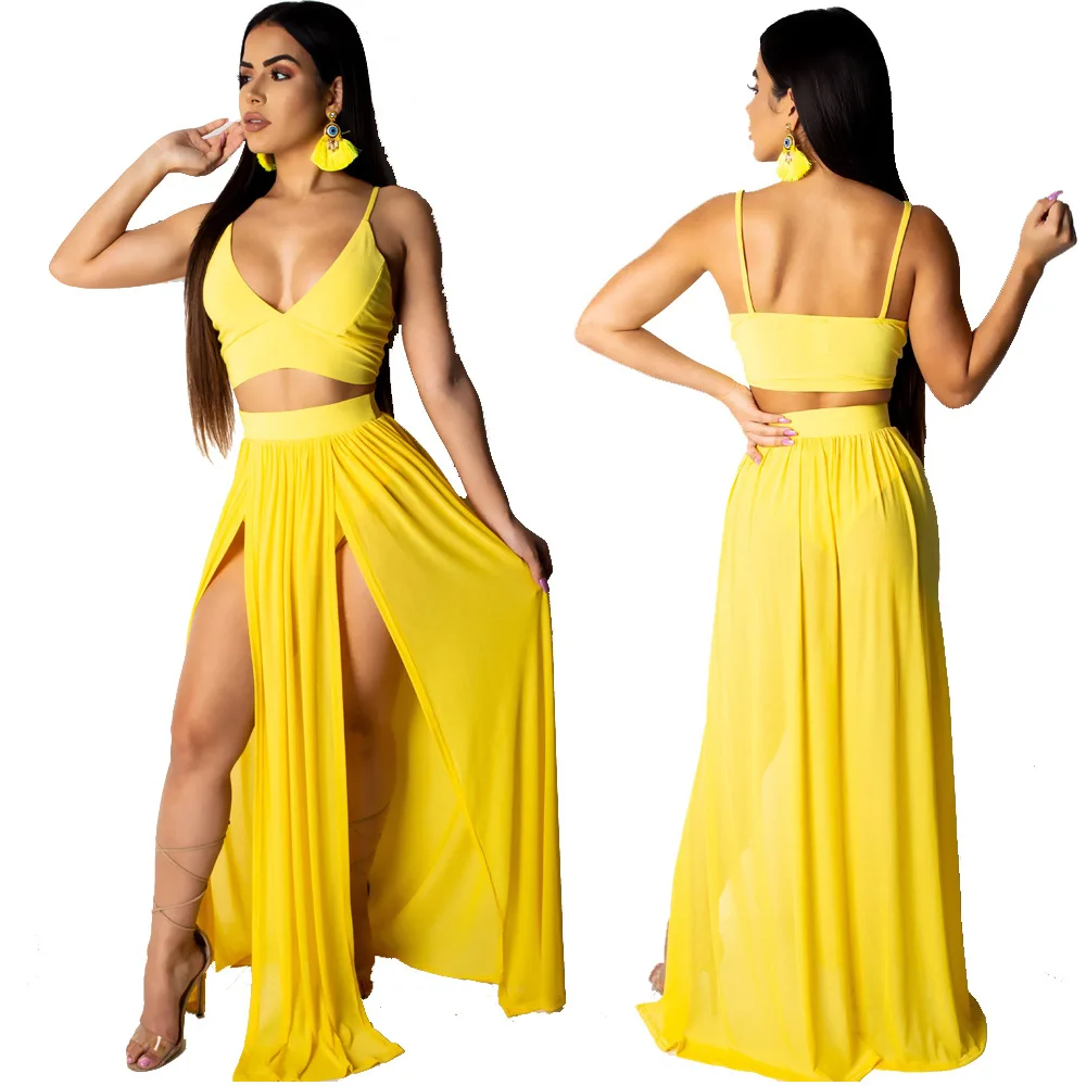 Fashion Sexy Patchwork V-Neck Strap Sleeveless Floor length Split Loose Two-Piece Dress, Picture
Fashion Sexy Patchwork V-Neck Strap Sleeveless Floor length Split Loose Two-Piece Dress, Picture