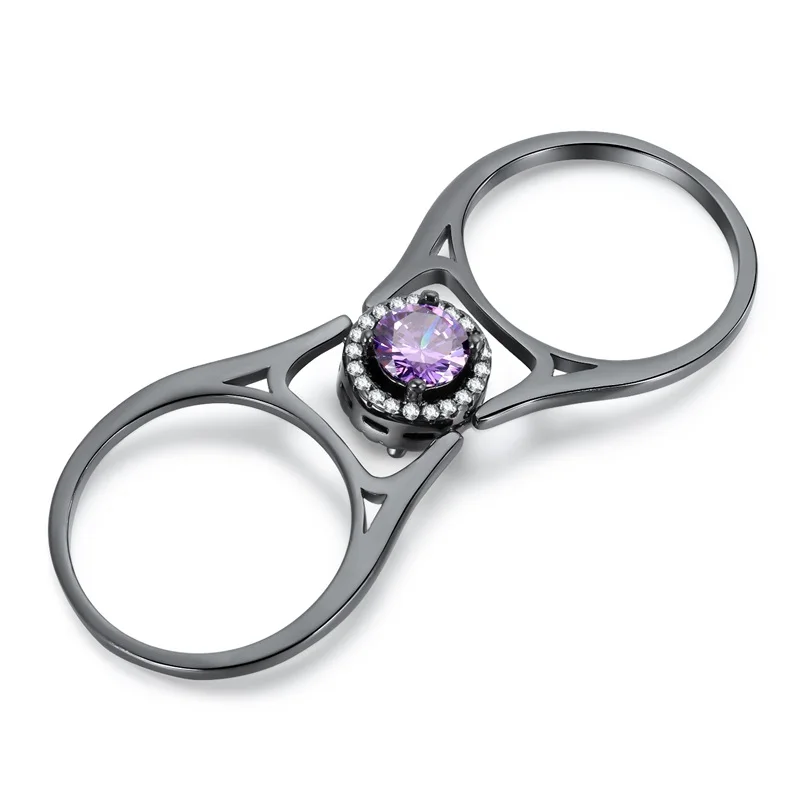 Cool New product Noble jewelry wedding ring purple diamond black gold plated turn ring for women, White zircon turn ring
Cool New product Noble jewelry wedding ring purple diamond black gold plated turn ring for women, White zircon turn ring