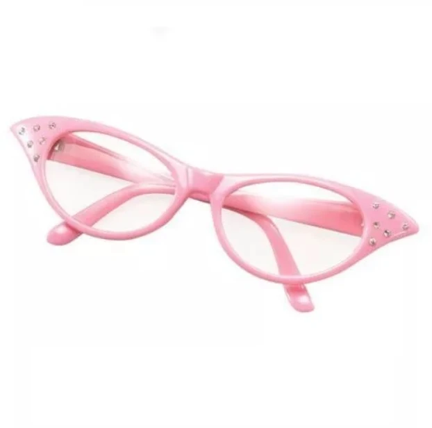 50 s rosa signore occhiali con lenti fumè fancy dress grasso shades occhiali da sole