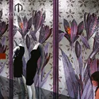 chic Flower Design purple Glass Mosaic Art murals decorate tv background wall tiles