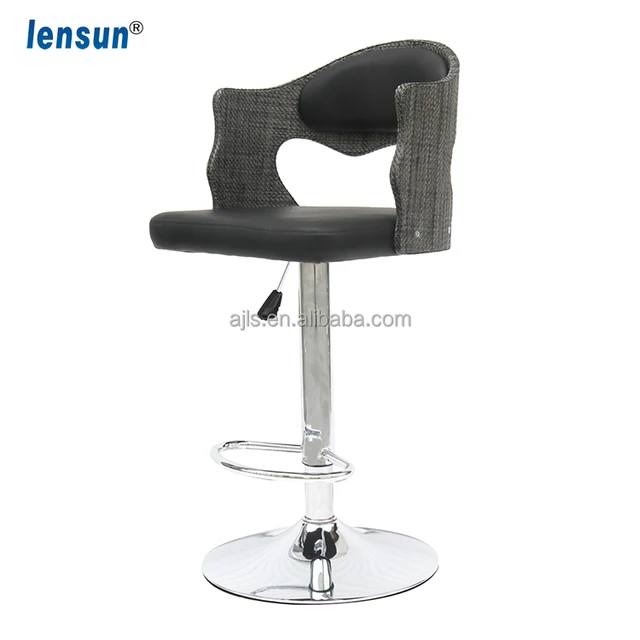 Black pu leather back metal bar stool wholesale LS-11093