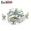 Ekintop New modular easy assembling design 4 people office desk partition with glass wall