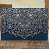 Navy Blue Laser Cut Wedding Invitation Card with Blank Card Envelope Printing Personalized