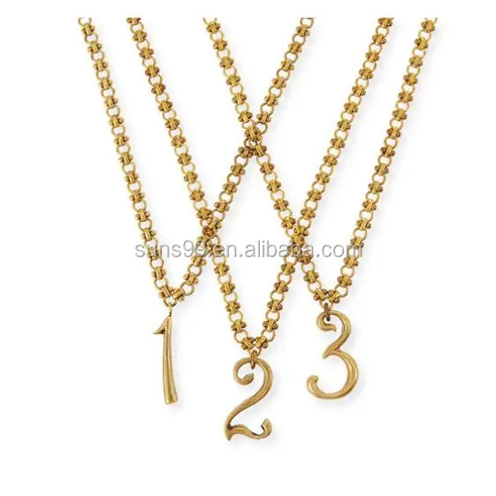 316l Stainless Steel Gold Plated Plaza Number Necklace, 20 Grams Gold Necklace Designs.jpg