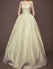 White 3/4 Sleeve Designer Bridal Dress Patterns Pocket Lace Korean Wedding Dress Satin Wedding Gown