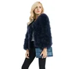 Women Real Fur Coat Genuine Ostrich Feather Fur Winter Jacket Top Quality Overcoat