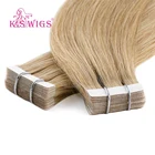 K.S WIGS Remy Human Hair Tape Extensions 12 Inch Straight Tape Hair Tape Adhesive Hair Extensions