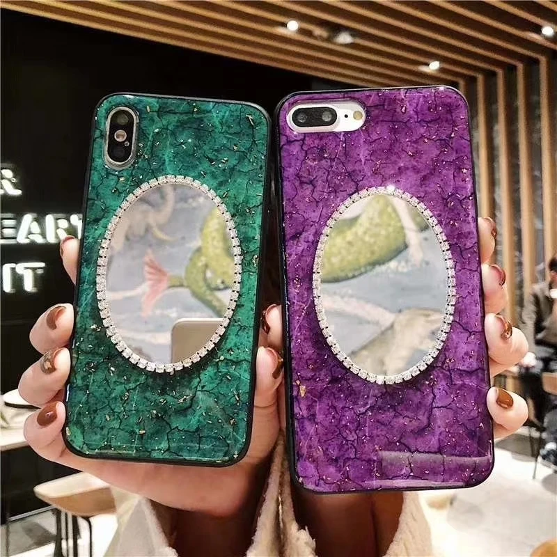 Luxury New Bling Bling Diamond Encrusted Mirror Drop Glue PC TPU Frame Phone Cover Case For iPhone XS Max XR, Purple;green
Luxury New Bling Bling Diamond Encrusted Mirror Drop Glue PC TPU Frame Phone Cover Case For iPhone XS Max XR, Purple;green