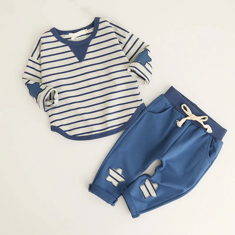 Toddlers Baby Girls Striped Tshirt Stars Pants Suit 01
