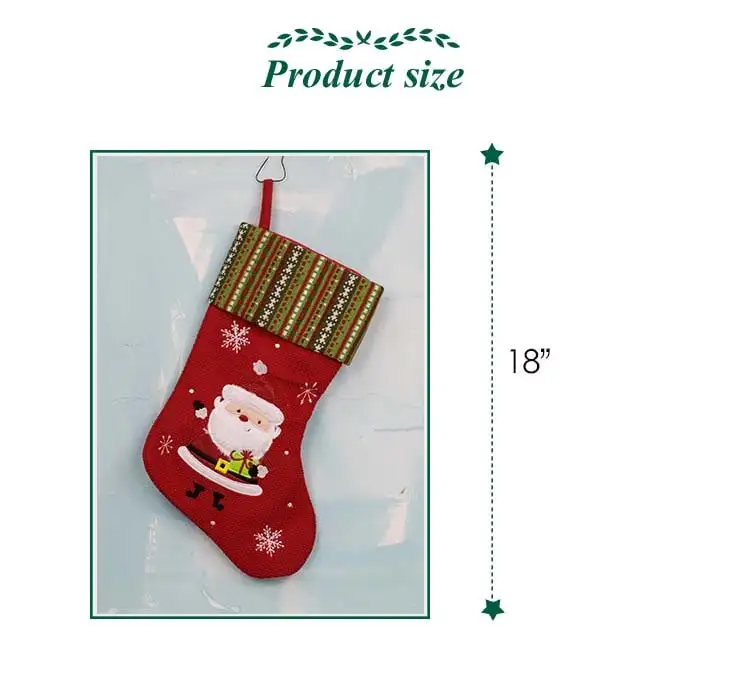 fleece santa claus reindeer christmas stockings with snow