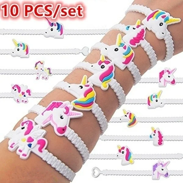 10 pcs/bag children's girls birthday party cartoon unicorn silicone bracelet wristband party boy dress up accessories
10 pcs/bag children's girls birthday party cartoon unicorn silicone bracelet wristband party boy dress up accessories