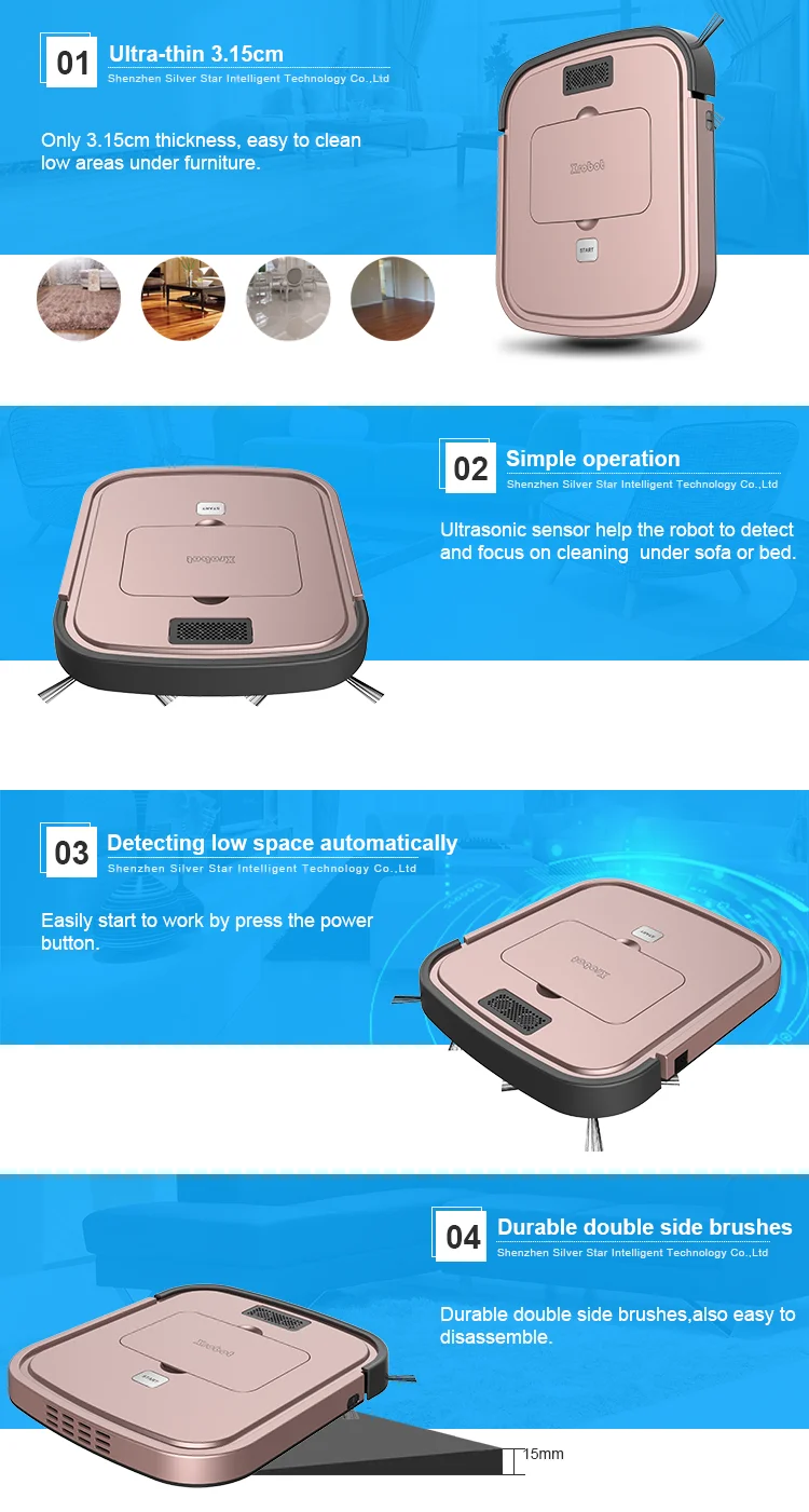 Portable mini automatic robot vacuum cleaner with navigation