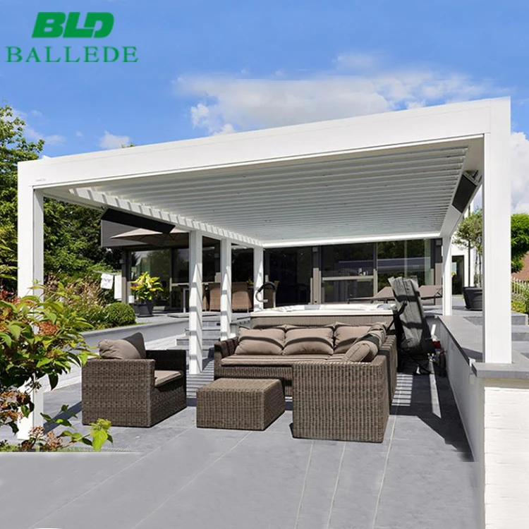 

Fully automatic terrace roof retractable sliding and folding waterproof aluminum pergola outdoor, Ral colors