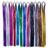 

120cm Hair Tinsel Sparkling 20g 600-700 Strands 12 Colors Glitter Hair Extensions Sparkling Silver Purple Rainbow Hair