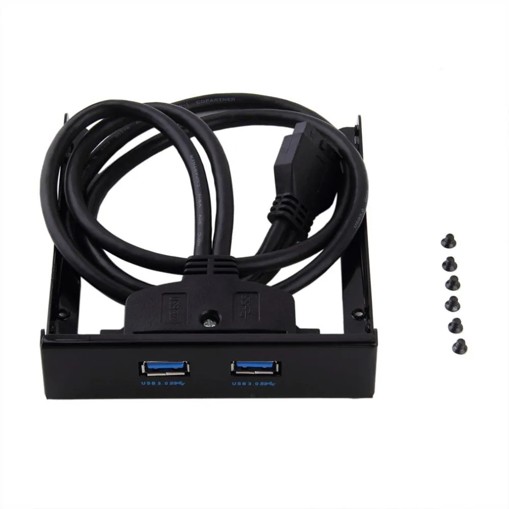 Floppy Disk USB 3.0 20 Pin 2 Ports Front Panel Bay Hub Bracket Cable