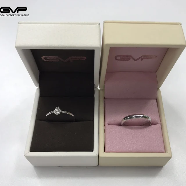 hot design pu leather ring box.cheap tiny jewelry packaging box.