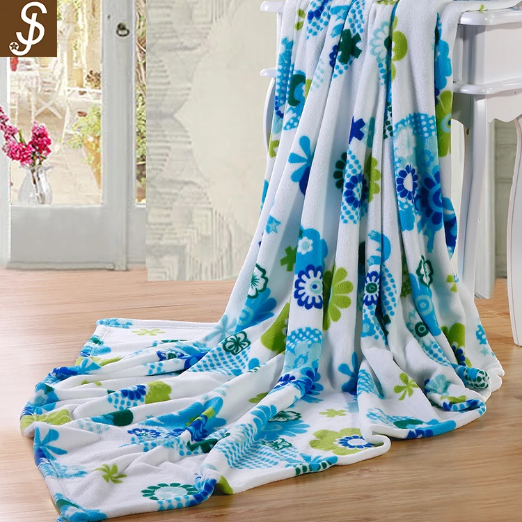S&J 2017 high quality 100% polyester flower super soft print coral fleece blanket