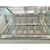 Right angled ultra-clear transparent tempered glass cake ice cream display freezer with 10 trays