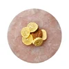 Polished natural rose quartz luxury crystal hotel dinner plate round marble dinner plate for sale