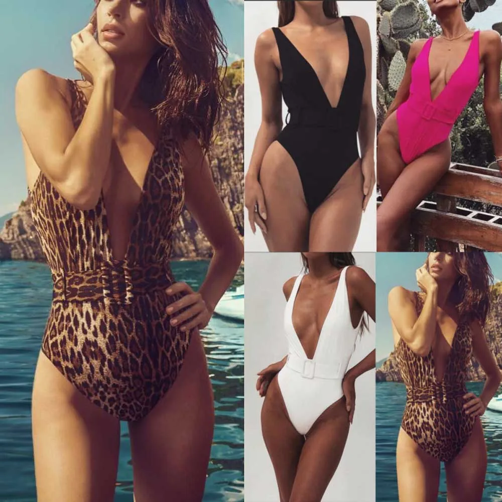 Women One-piece Swimwear Solid Color Deep-V One Piece Belt High up Swimwear, As picture
Women One-piece Swimwear Solid Color Deep-V One Piece Belt High up Swimwear, As picture