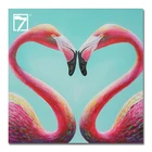 Flamingo Love Oil Painting on Canvas Ready to Hang Decorative Painting Wall Art for Decoration