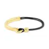 Stainless Steel Hook-leather Gold & Black Bracelet,new Design Leather Hook Bracelet