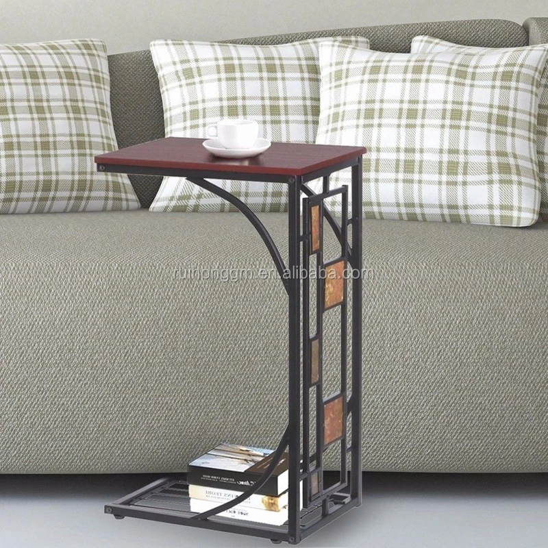 New Geometric Design Wooden Tv Tray Snack Table Slate Sofa Couch
