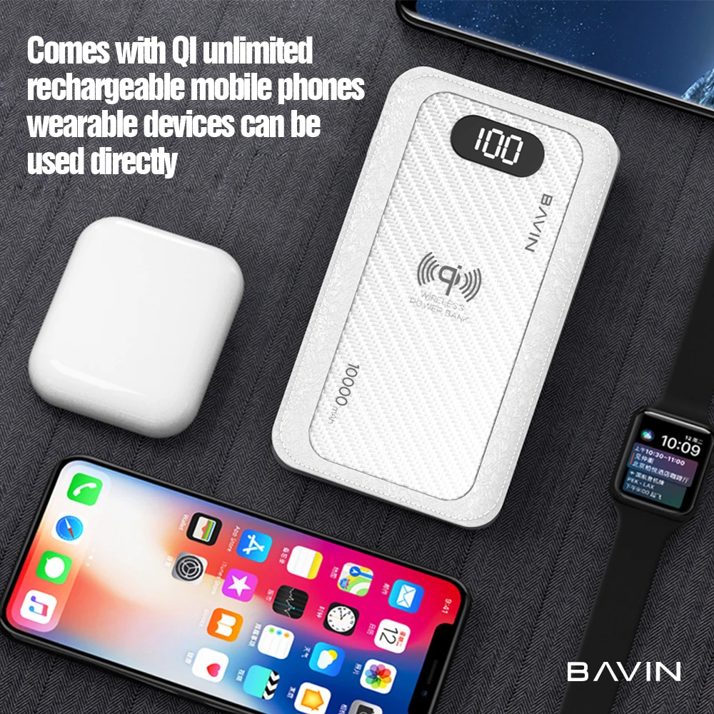BAVIN wireless charger power bank 10000mah wireless power bank - ANKUX.COM
