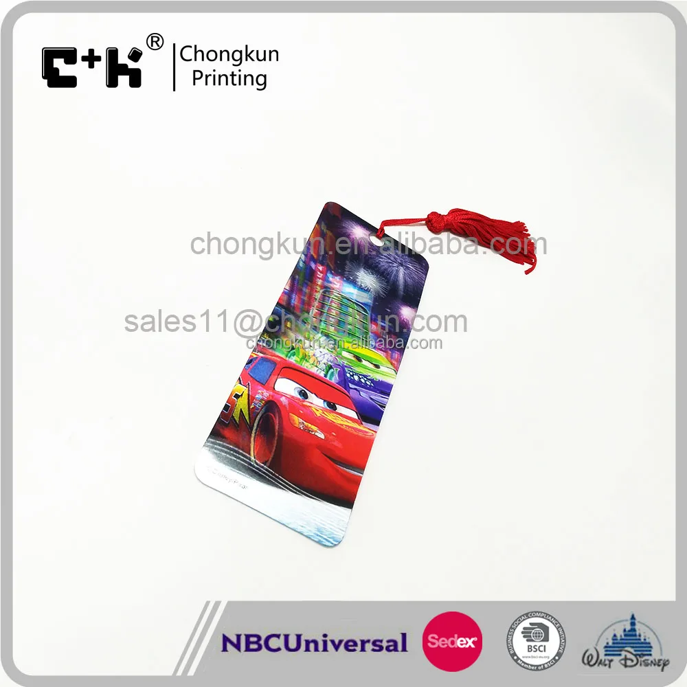customized design 3d lenticular plastic bookmarks for