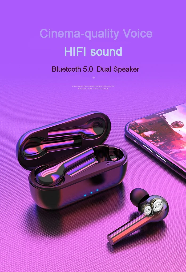 W8 BT V5.0 Wireless TWS Earphones, TWS Wireless Earbuds with Touch Control, Wireless TWS Headphones with Charging Case - ANKUX.COM