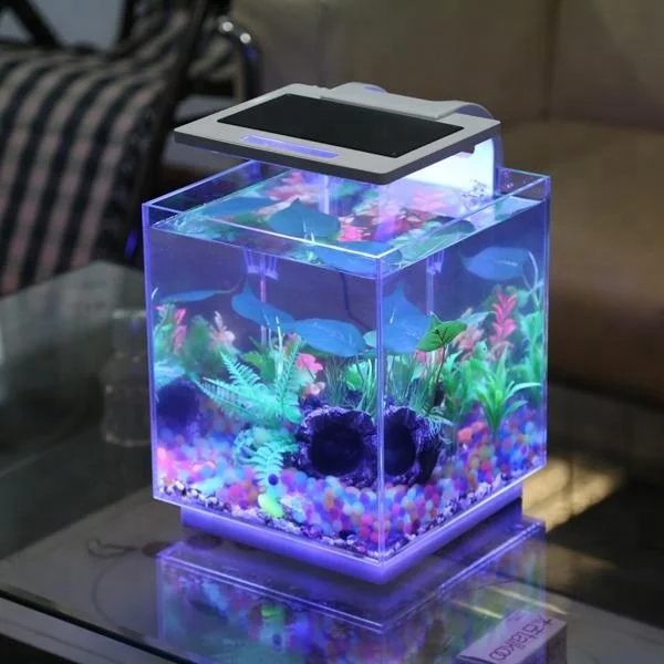 Desktop Cube Uniquarium Salzwasser Acryl Aquarium/Aquarium Mit LED Direkt von Hersteller Fabrik Angepasst