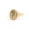 Gold Ring Jewelry Stainless Steel Custom Signet Flower Rose Women Finger Ring