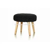 Polyester knitted ottoman pouf wooden stool with 4 legs