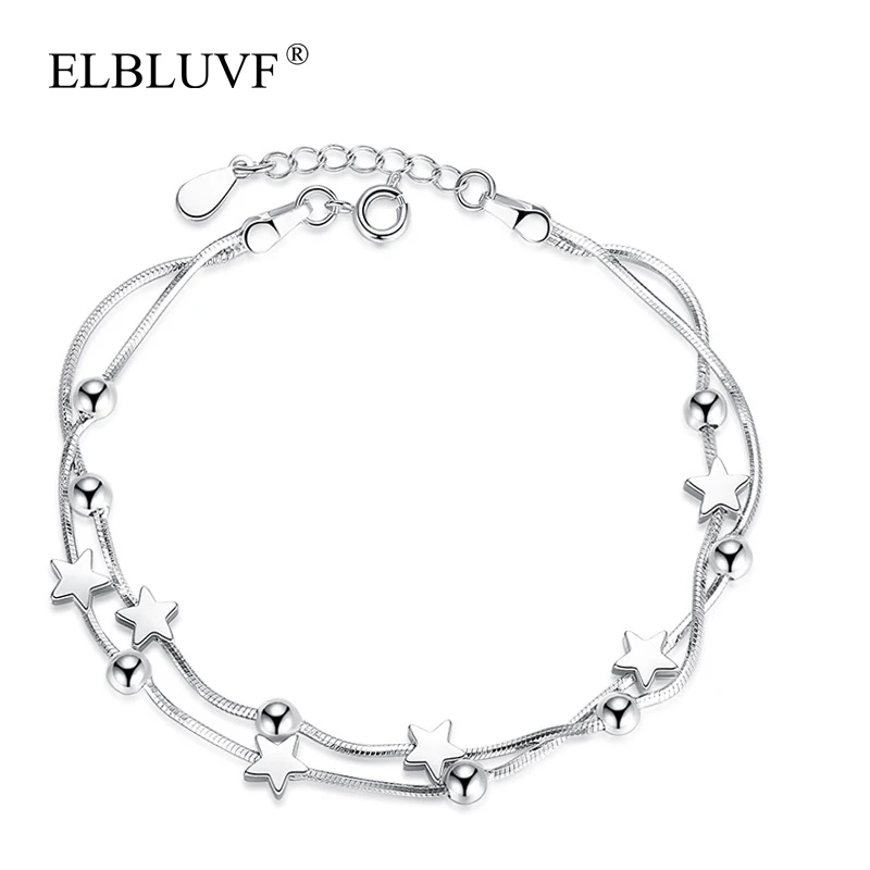 ELBLUVF Free Shipping Copper Alloy Jewelry Women 925 Silver Plated Double Chain Star Shape Round Bead Bracelet, White gold
ELBLUVF Free Shipping Copper Alloy Jewelry Women 925 Silver Plated Double Chain Star Shape Round Bead Bracelet, White gold