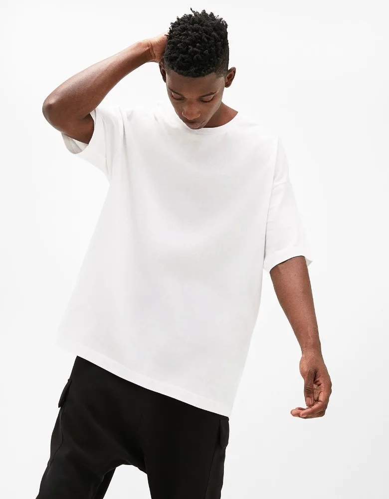 Custom printed mens oversized drop shoulder t shirt