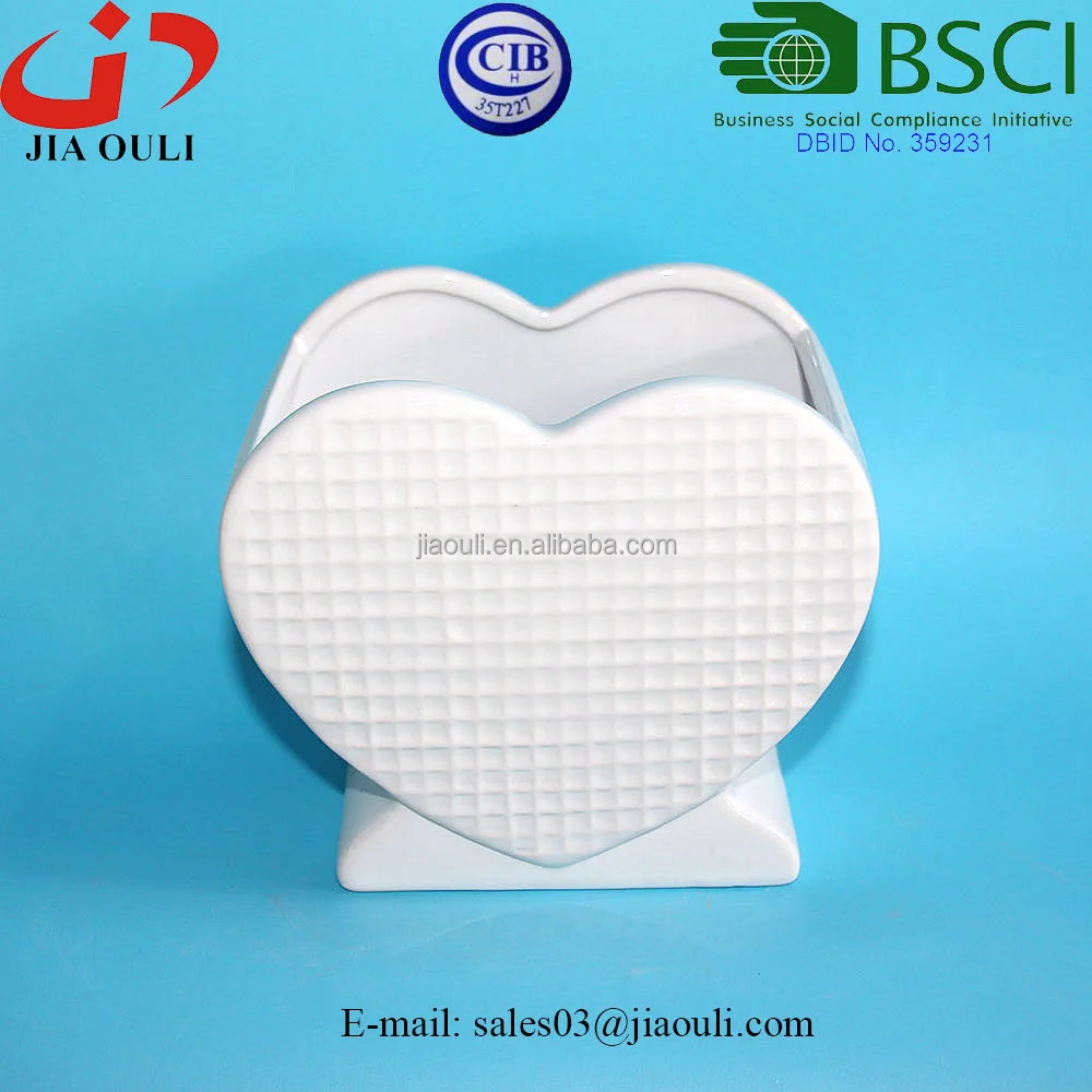 bsci audit factory gifts & decor glazed white ceramic heart