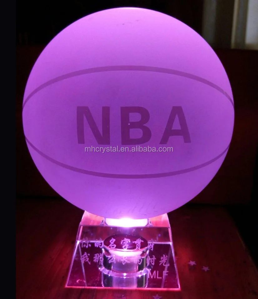 Light Up Crystal Glass Basketball on personalized base MH-Q0191