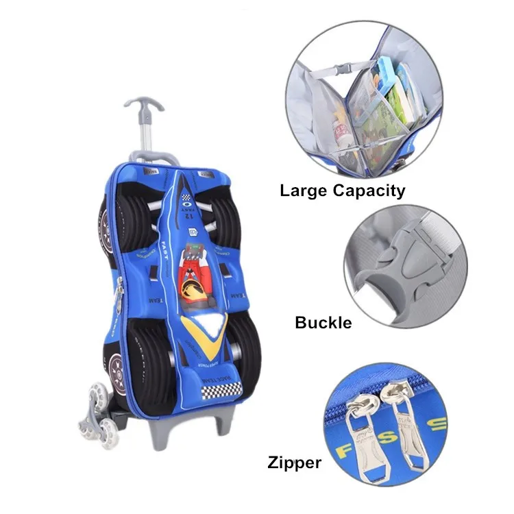 Lovely 3d cartoon printed car shaped children school bag wholesale