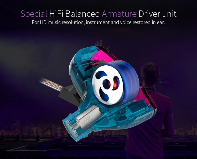 Original KZ ZST Dual Driver Detachable Mobile Phone Earphone Wired Headphone with Microphone - ANKUX.COM