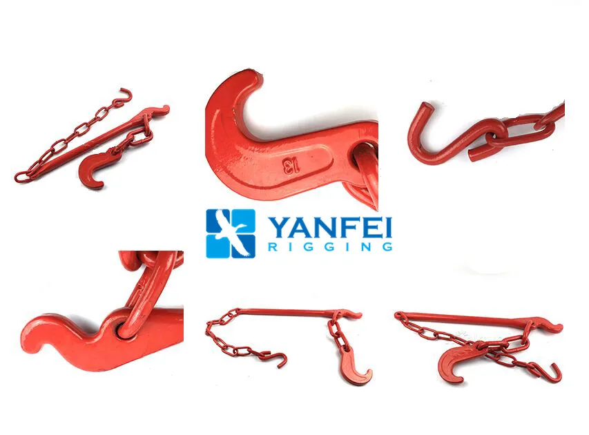 orange painted lashing chain