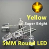 5mm Yellow Round LED Diode Super bright [Yellow] IV:4000-6000MCD DC1.9-2.1V