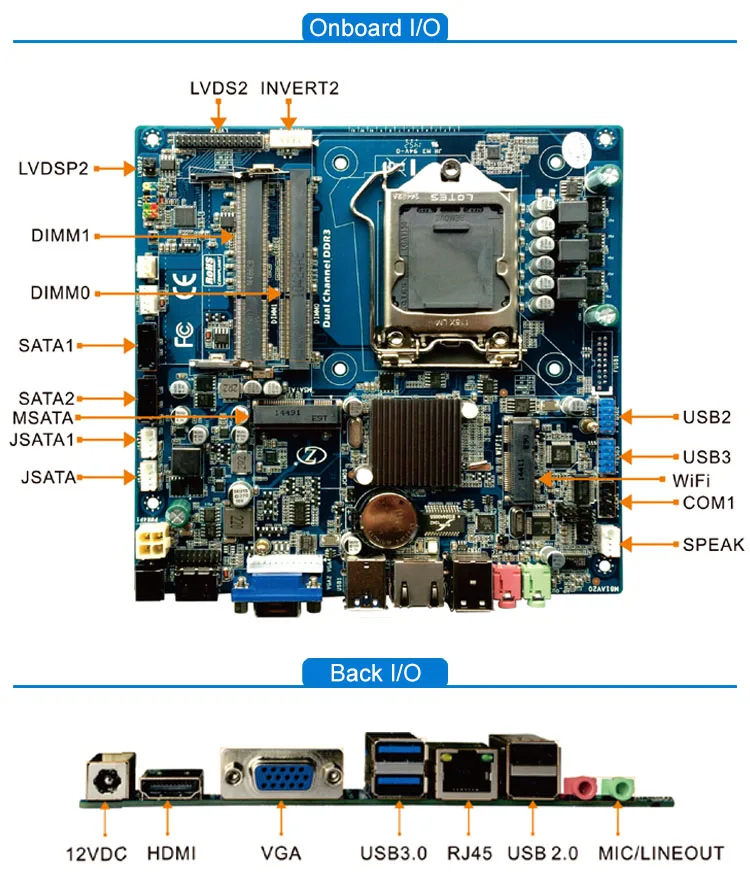 Custom 12v Mini Pc Motherboard Board Intel I7 Dual Core 1*lan Port Mini