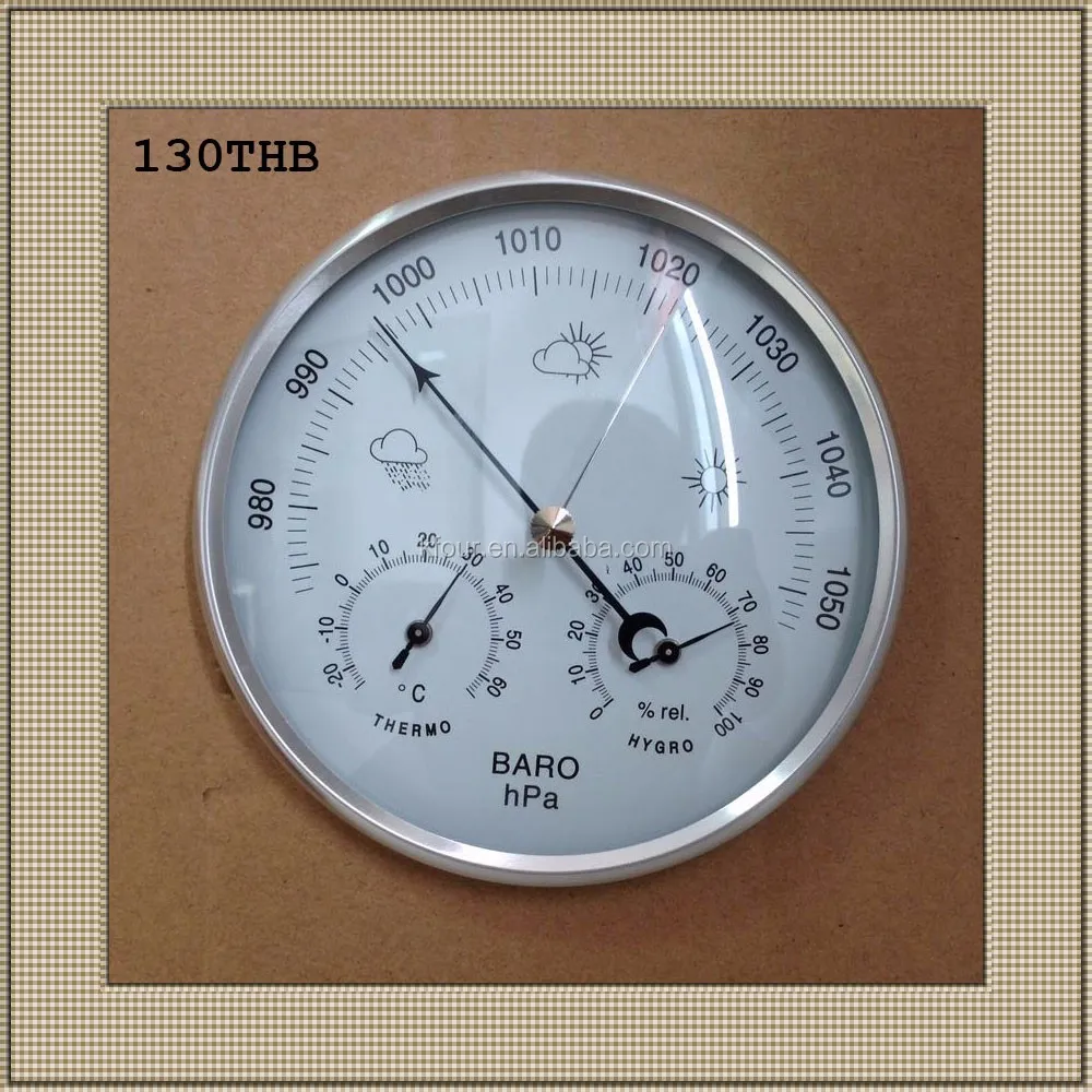 130mm Sliver 3 in 1 Barometer Weather Station Indoor Outdoor Use