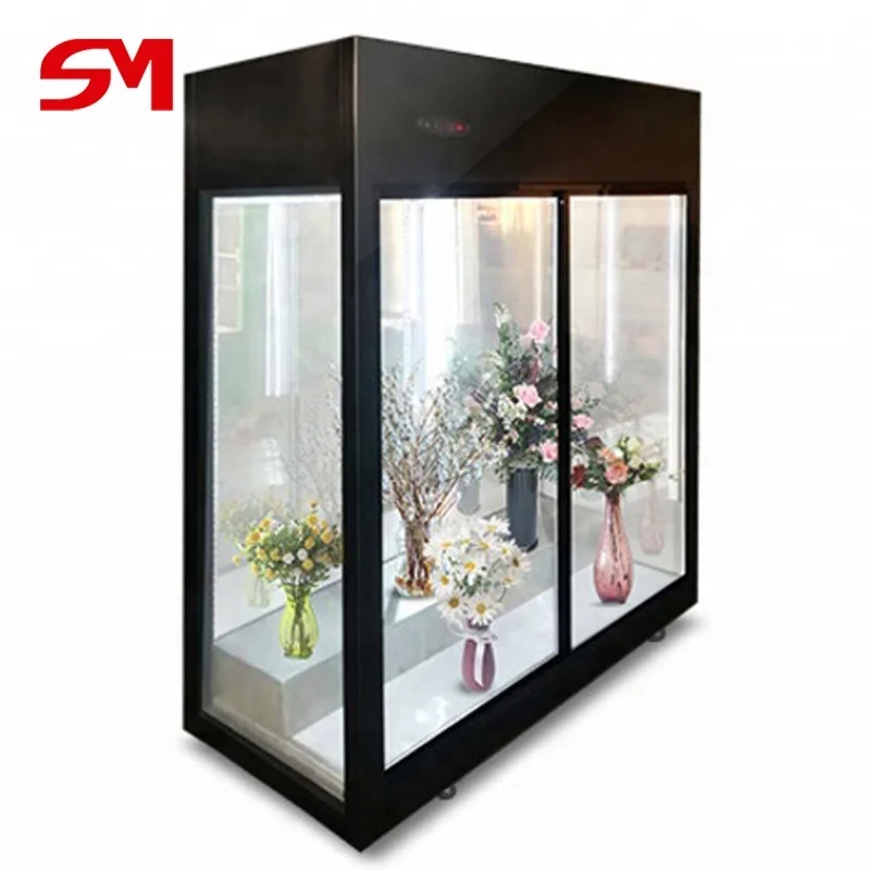 Self-closing door and good insulation commercial refrigerator fresh flower showcase