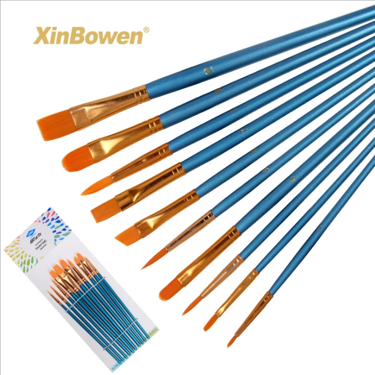 Factory Professional 10 Pieces Art Brush Handmade Watercolor Nylon Hair Blue Handle Paint Brush For Painting
Factory Professional 10 Pieces Art Brush Handmade Watercolor Nylon Hair Blue Handle Paint Brush For Painting