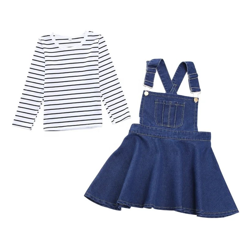 2018 Trending Products High Quality Knitted Casual Kids Stripe t-shirts and Jeans Overall dress Clothing Set, Blue
2018 Trending Products High Quality Knitted Casual Kids Stripe t-shirts and Jeans Overall dress Clothing Set, Blue