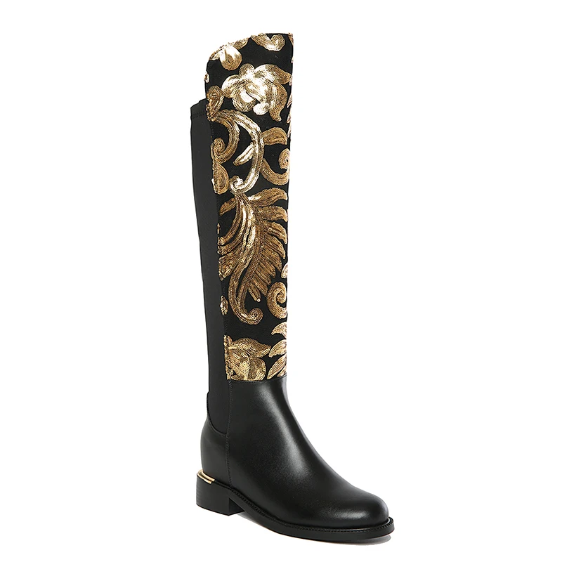 WETKISS Wholesale 2019 High End Fashion Gold Flower Real Leather Winter Womens Long Boots Knee High Leather Boots for Women, Black
WETKISS Wholesale 2019 High End Fashion Gold Flower Real Leather Winter Womens Long Boots Knee High Leather Boots for Women, Black