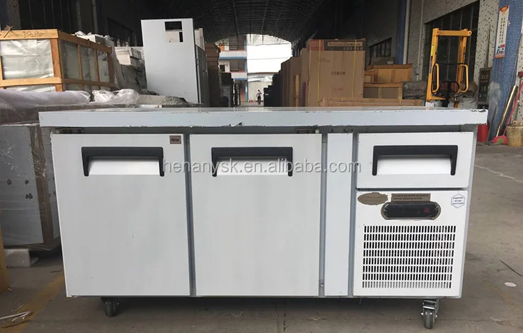 Stainless Steel 2  Door Undercounter Refrigerator Restaurant Table Workbench Fridge Freezers With Wheels