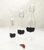 500ml Clear glass bottle with clip and blackboard stick decal, Glass Oil Bottle Olive bottle for water, vinegar